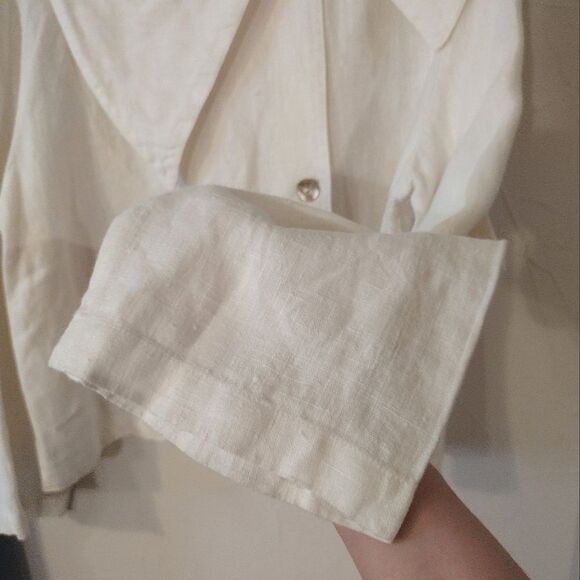 Bryn Walker Women's Size Small Oversized White Linen Button up Blouse Top - Picture 5 of 12